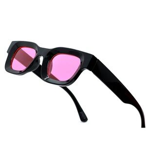 Retro Sunglasses Black Frame Square Fashion Mod Style Festival Hippie Lentes New